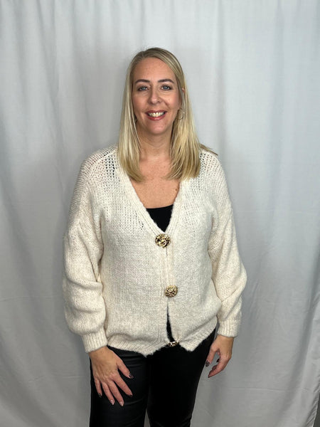 ‘Raven’ Brooch Button Cardigan