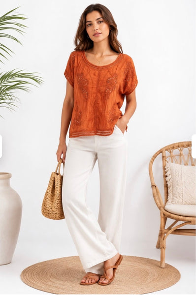 ‘Wilder’ Crochet Detail Top