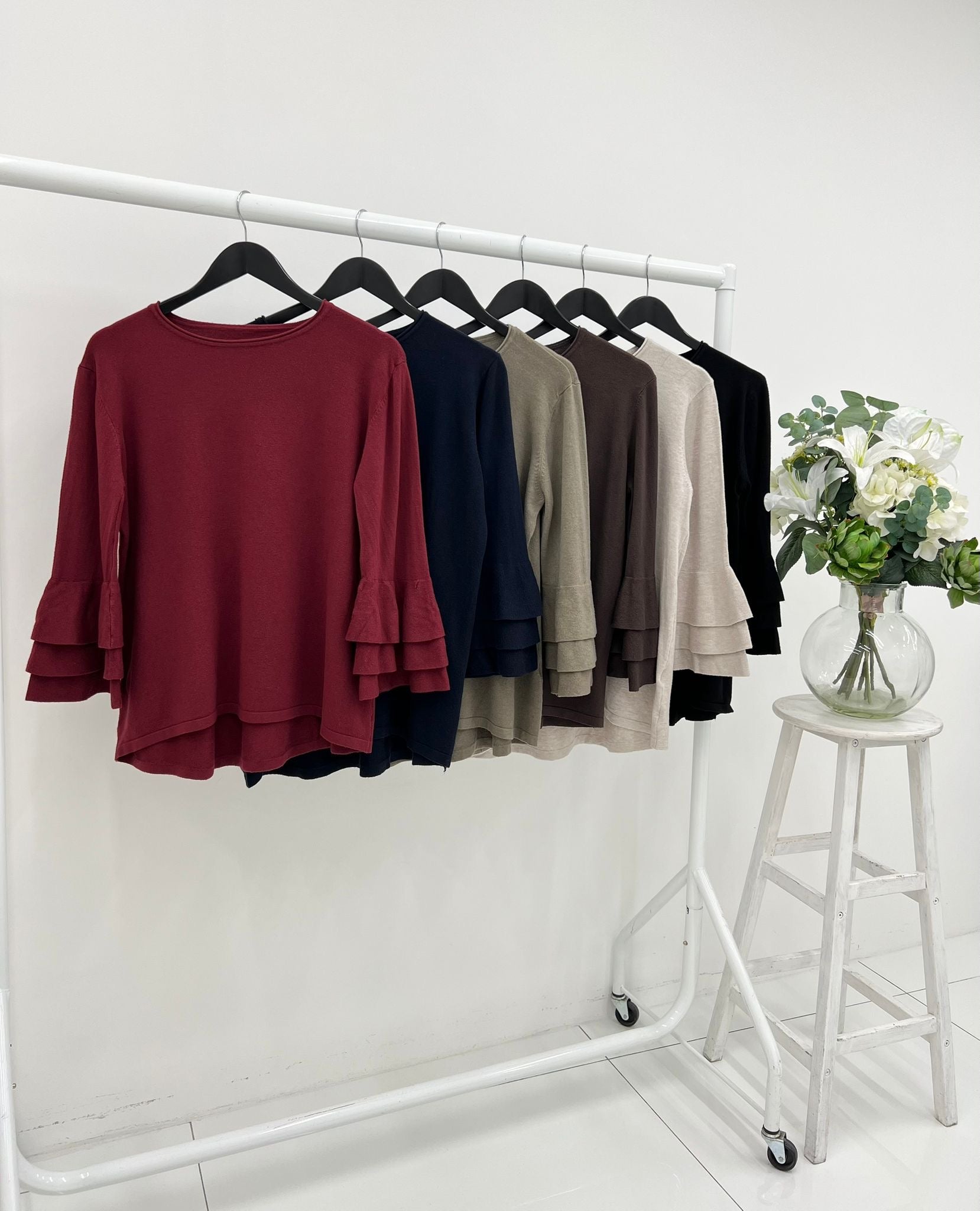 ‘Channing’ Triple Frill Sleeve Top