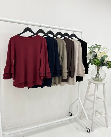 ‘Channing’ Triple Frill Sleeve Top