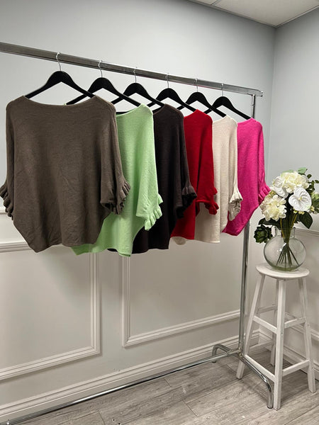 ‘Remi’ Frill Sleeve Knitted Top