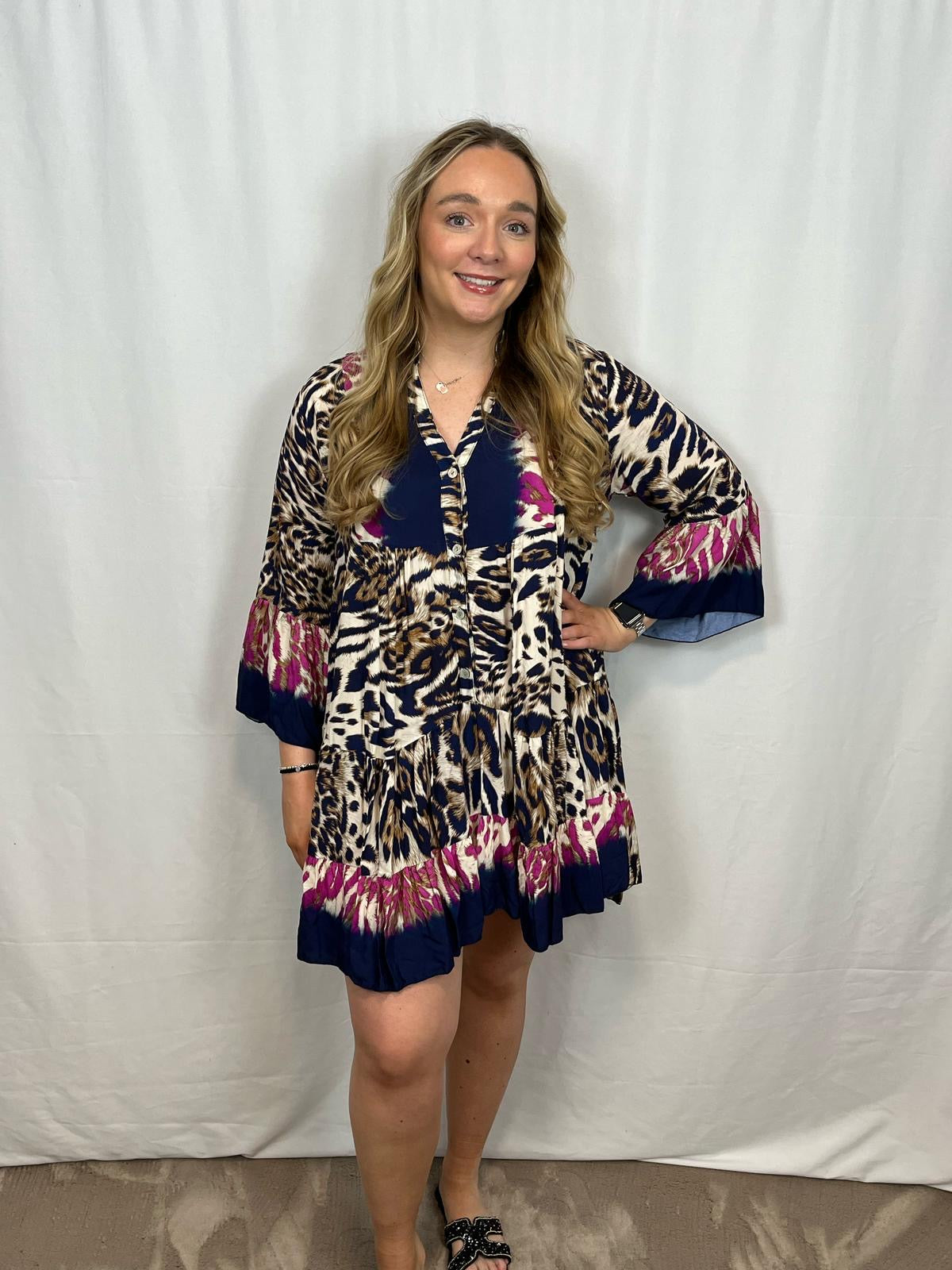 ‘Marina’ Animal Print Smock Dress