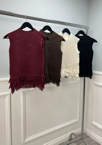 ‘Mia’ Knitted Fringe Hem Top