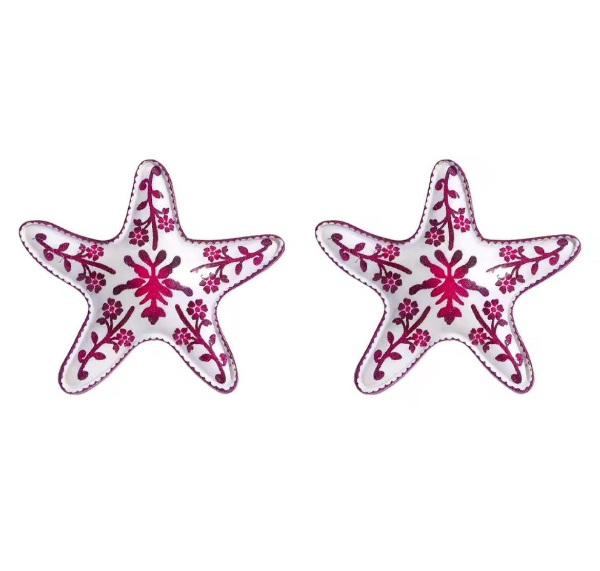 China Print Starfish Earrings