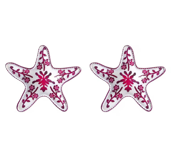 China Print Starfish Earrings