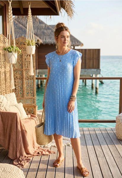 ‘Hazel’ Polka Dot Pleated Dress