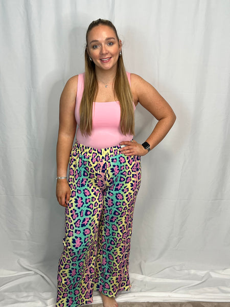 ‘Lucy’ Leopard Crinkle Trousers