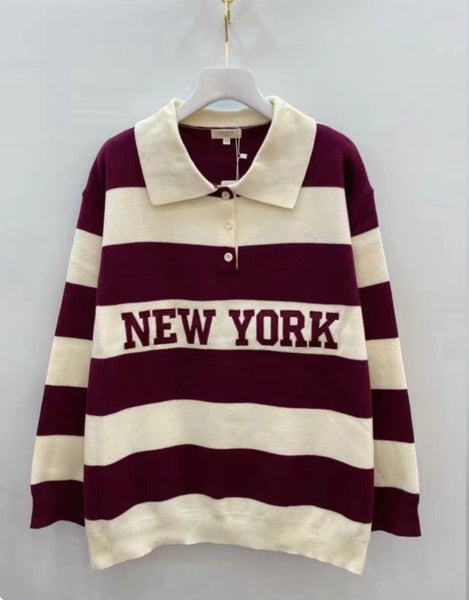 New York Striped Knitted Rugby Top