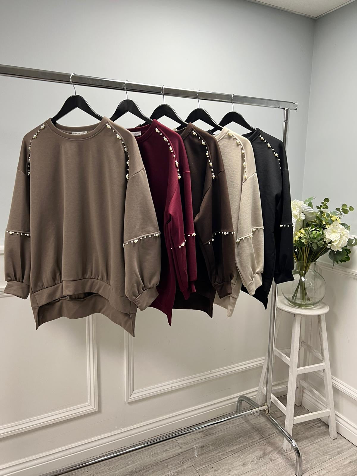 ‘Lennon’ Pearl Detail Sweatshirt