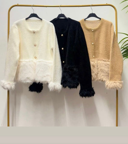 ‘Darby’ Fur Trim Cardigan