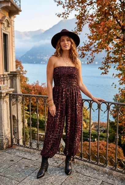 ‘Josie’ Leopard Print Cuffed Leg Jumpsuit