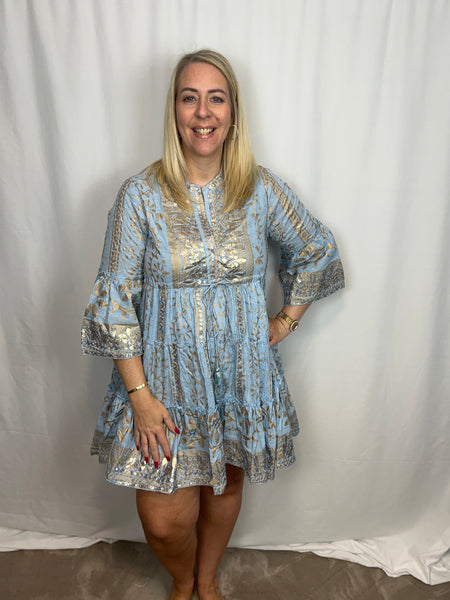 ‘Oceana’ Gold Foil Boho Dress