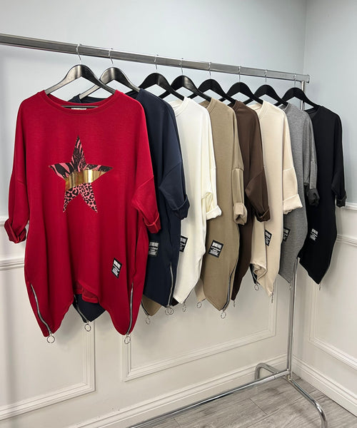 ‘Star’ Curved Hem Jumper