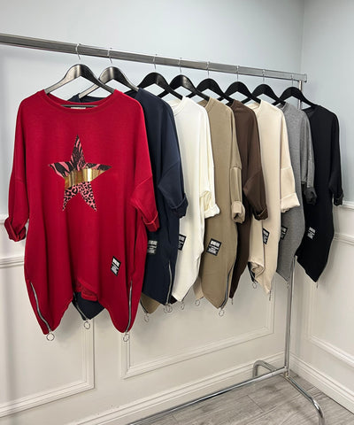‘Star’ Curved Hem Jumper
