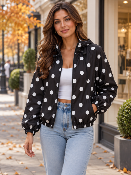 ‘Dixie’ Polka Dot Ruffle Neck Jacket