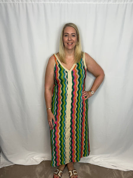‘Vicky’ Multicolour Zig-Zag Print Dress