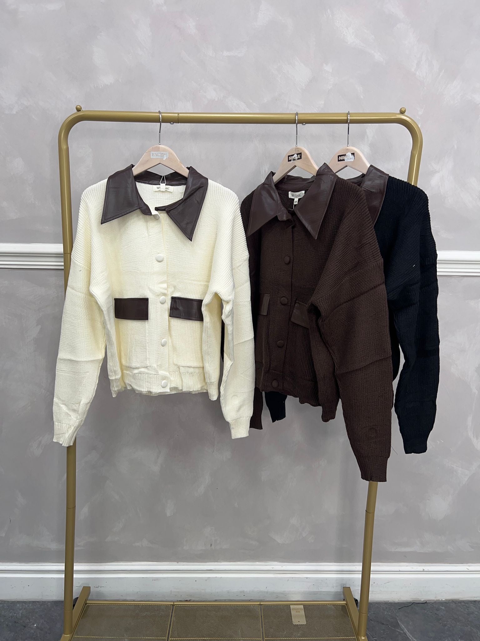 ‘Suzie’ PU Trim Cardigan