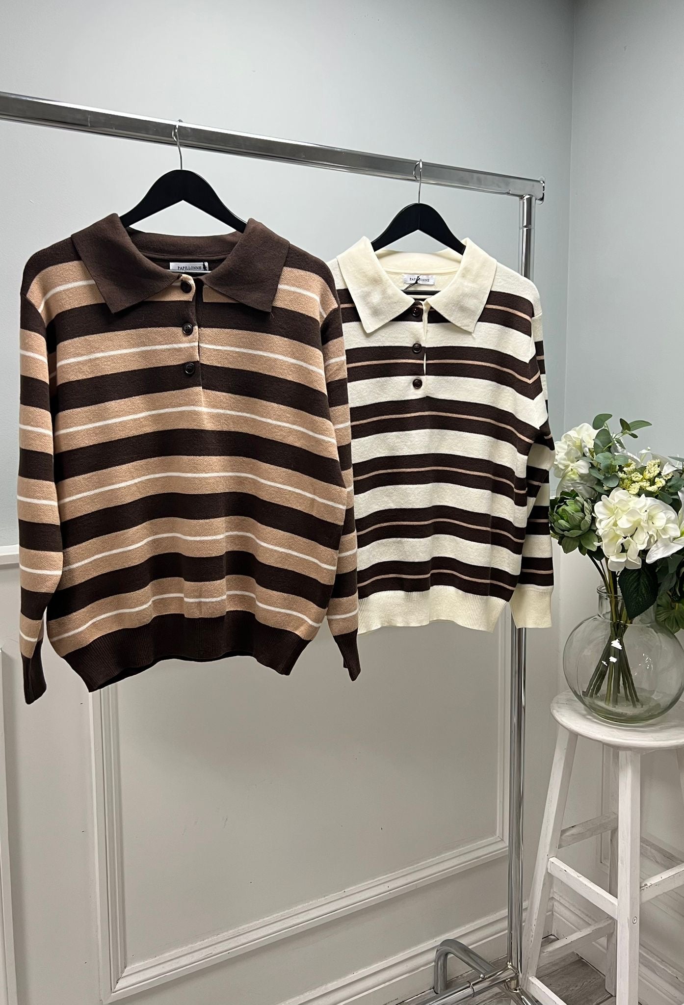 ‘Lois’ Knitted Striped Rugby Style Jumper