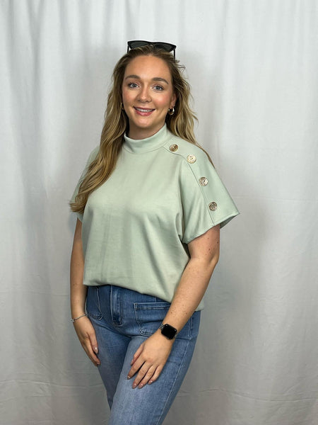 ‘Erica’ Gold Button Shoulder Top