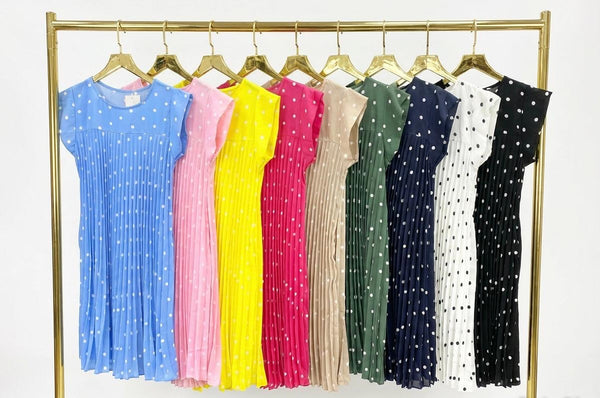 ‘Hazel’ Polka Dot Pleated Dress