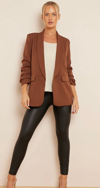 ‘Ezra’ Ruched Sleeve Blazer