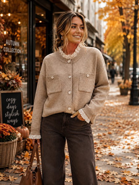 ‘Jordan’ Polka Dot Frill Trim Cardigan