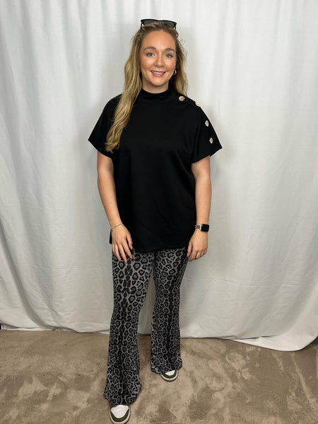 ‘Erica’ Gold Button Shoulder Top