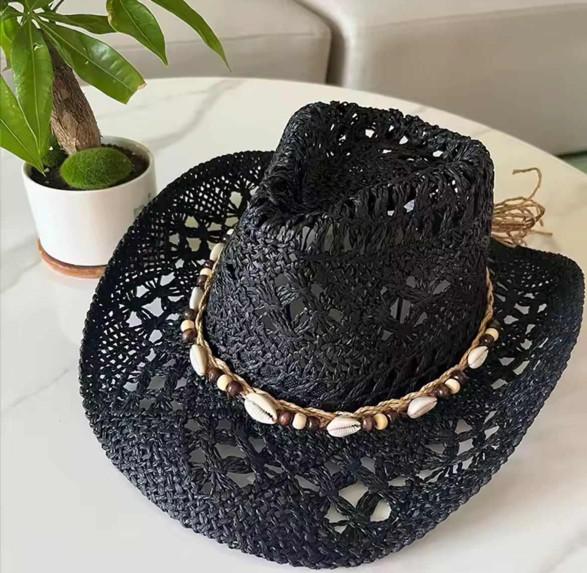 Shell Straw Cowboy Hat