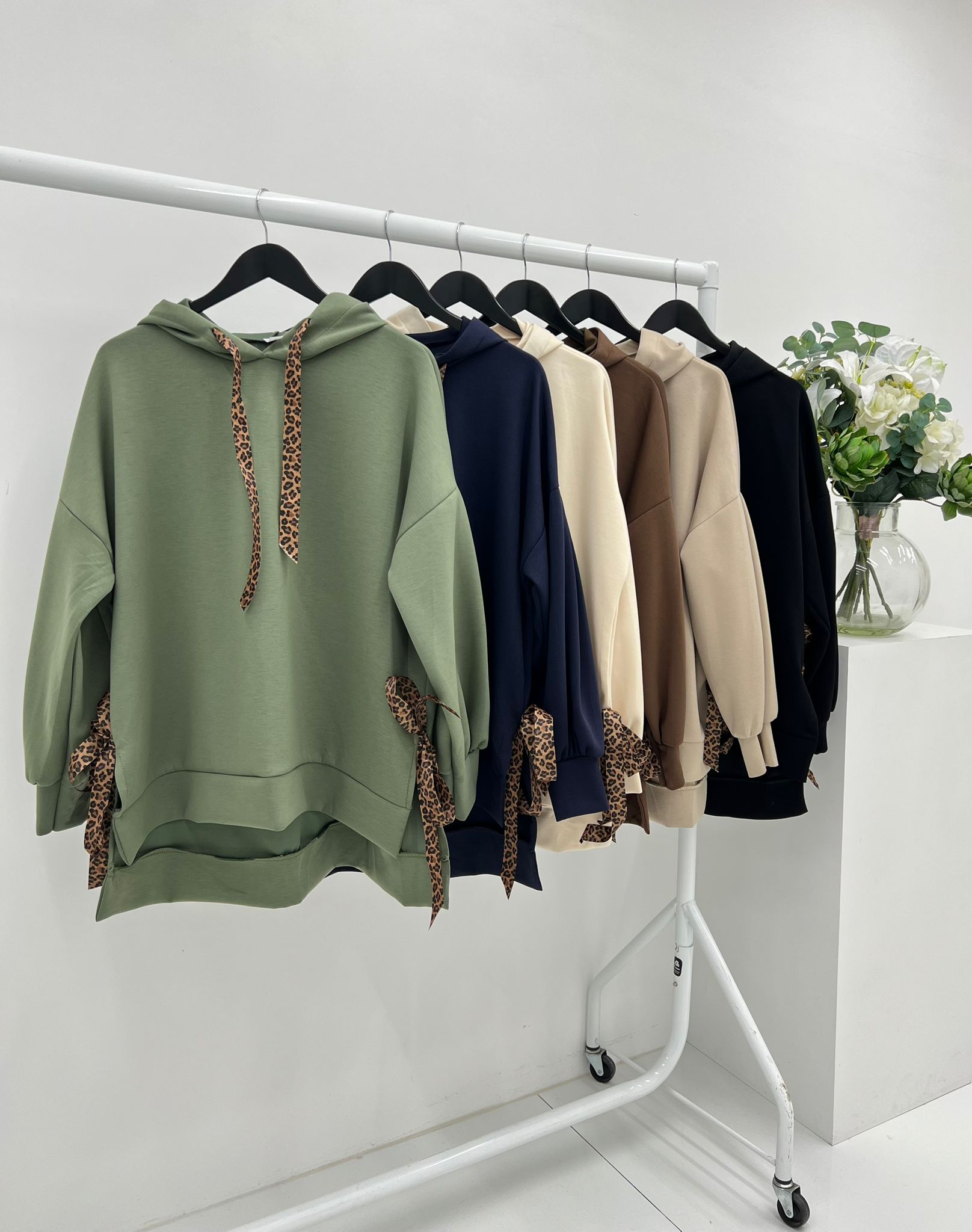 ‘Kinsley’ Leopard Bow Hoodies