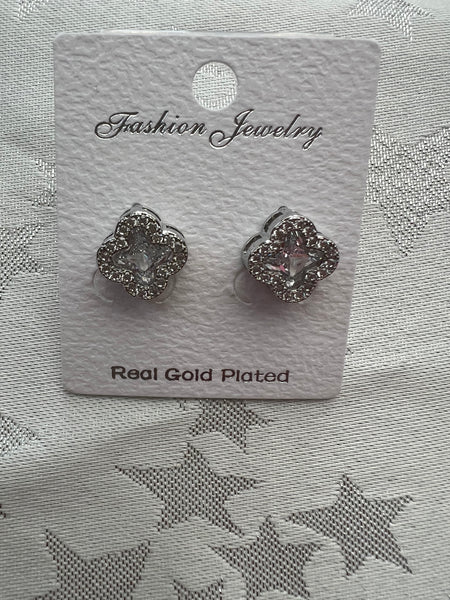 Diamanté Clover Earrings