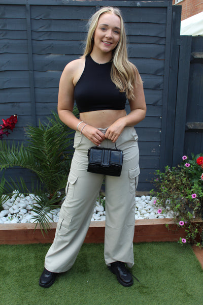 ‘Regina’ Wide Leg Cargo Trousers