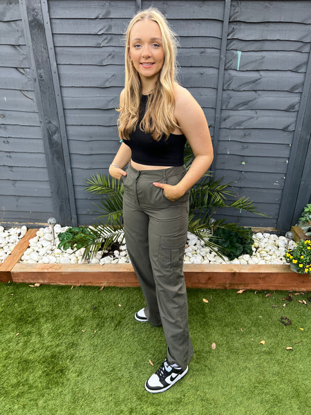 ‘Regina’ Wide Leg Cargo Trousers