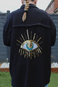 'Evil Eye' Sequin Oversized Shirt